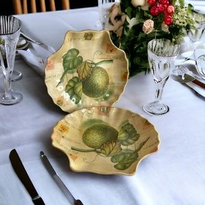 Set of 2 Bamboo Wood Parquet Shell Shaped Salad Bowls By Pomerantz Farmhouse